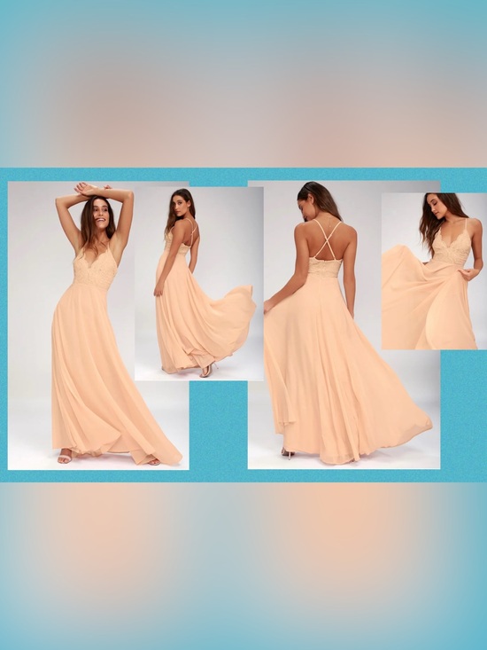 Lulus Dresses & Skirts - Lulus Madalyn Blush Lace Maxi Dress  Zipper Back Adjustable Straps Medium EUC